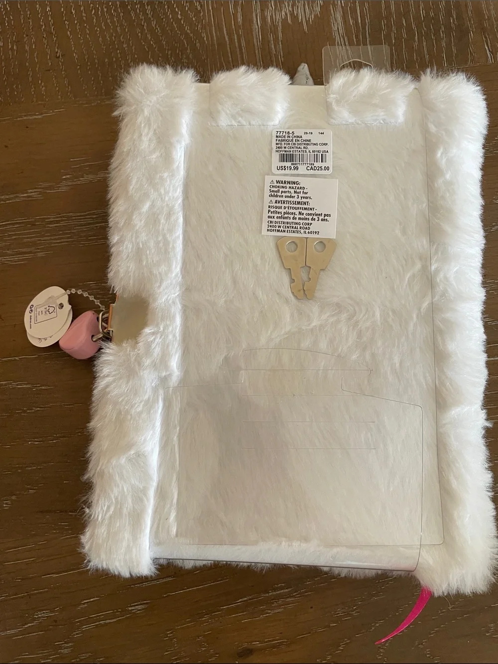 💖 Pick three $15 - Claire’s White Fuzzy Unicorn Journal with lock and keys